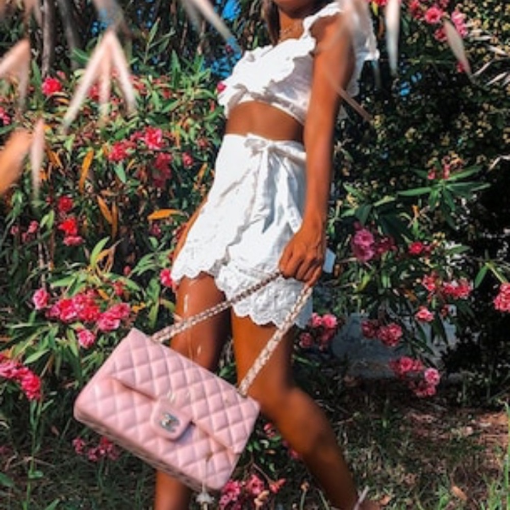 Women’s White Eyelet Skirt Set - Two-Piece Summer Outfit